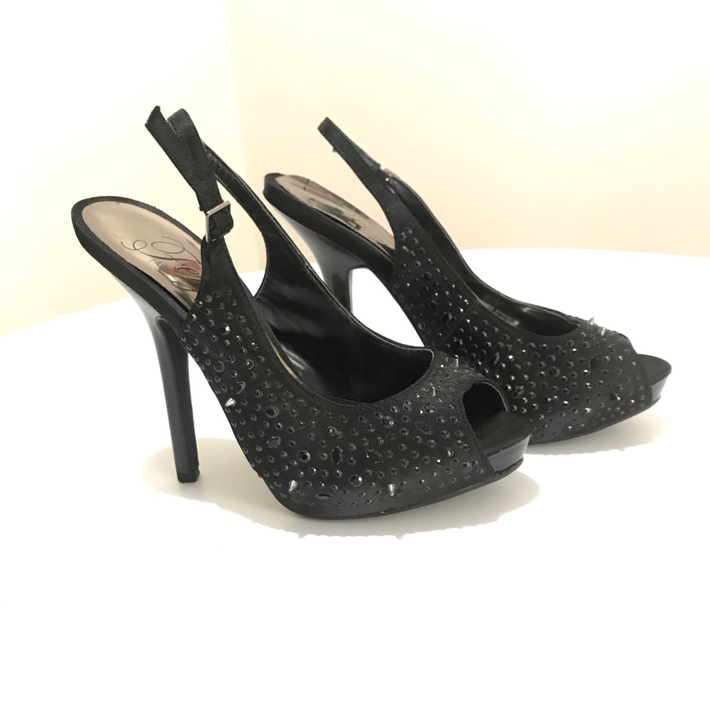 Fergie Spiked Studed Slingback Peeptoe Heels